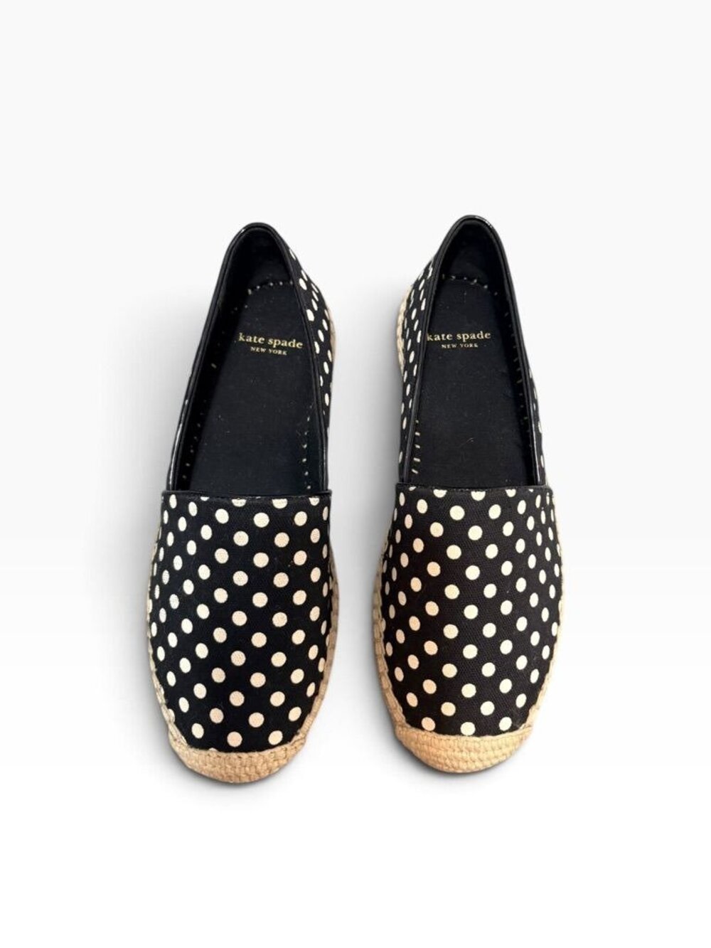 NEW Kate Spade Polka Dot Espadrille 5.5 Black White Canvas NWOB Classic Preppy